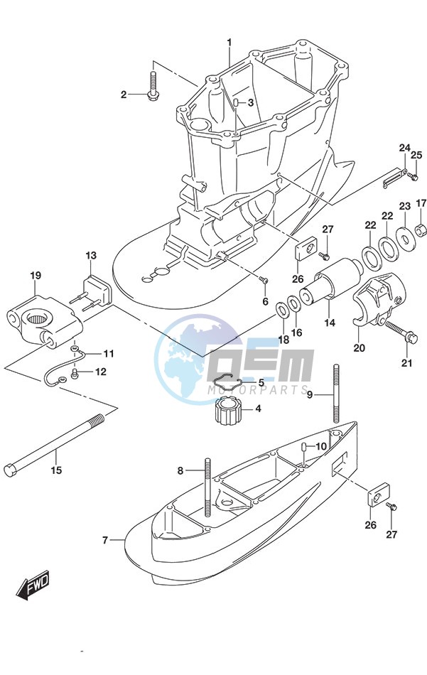 Drive Shaft Housing w/Transom (X) & (XX)