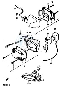 RG500 (E1) Gamma drawing TURNSIGNAL LAMP (E2,E15,E16,E17,E21,E22,E25,E34,E39,E53)