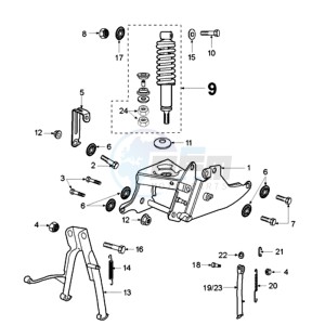 FOX M A2 BE drawing REAR SHOCK AND STAND