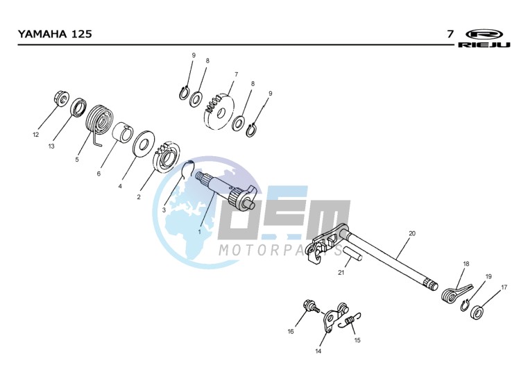 KICKSTART SHAFT  Yamaha 125 4t Euro 2