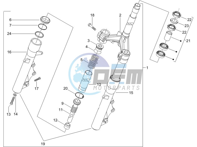 Fork steering tube - Steering bearing unit