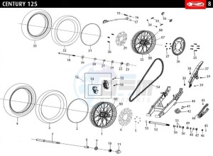 CENTURY-125-E4-GREY drawing WHEELS - CHAIN - SWING ARM