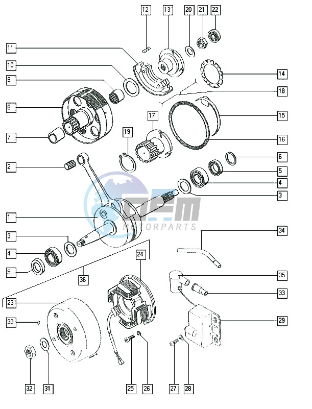 Crankshaft-cluth-magneto