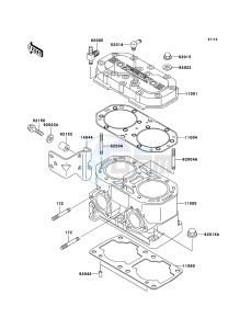 JET SKI 800 SX-R JS800A7F FR drawing Cylinder Head/Cylinder