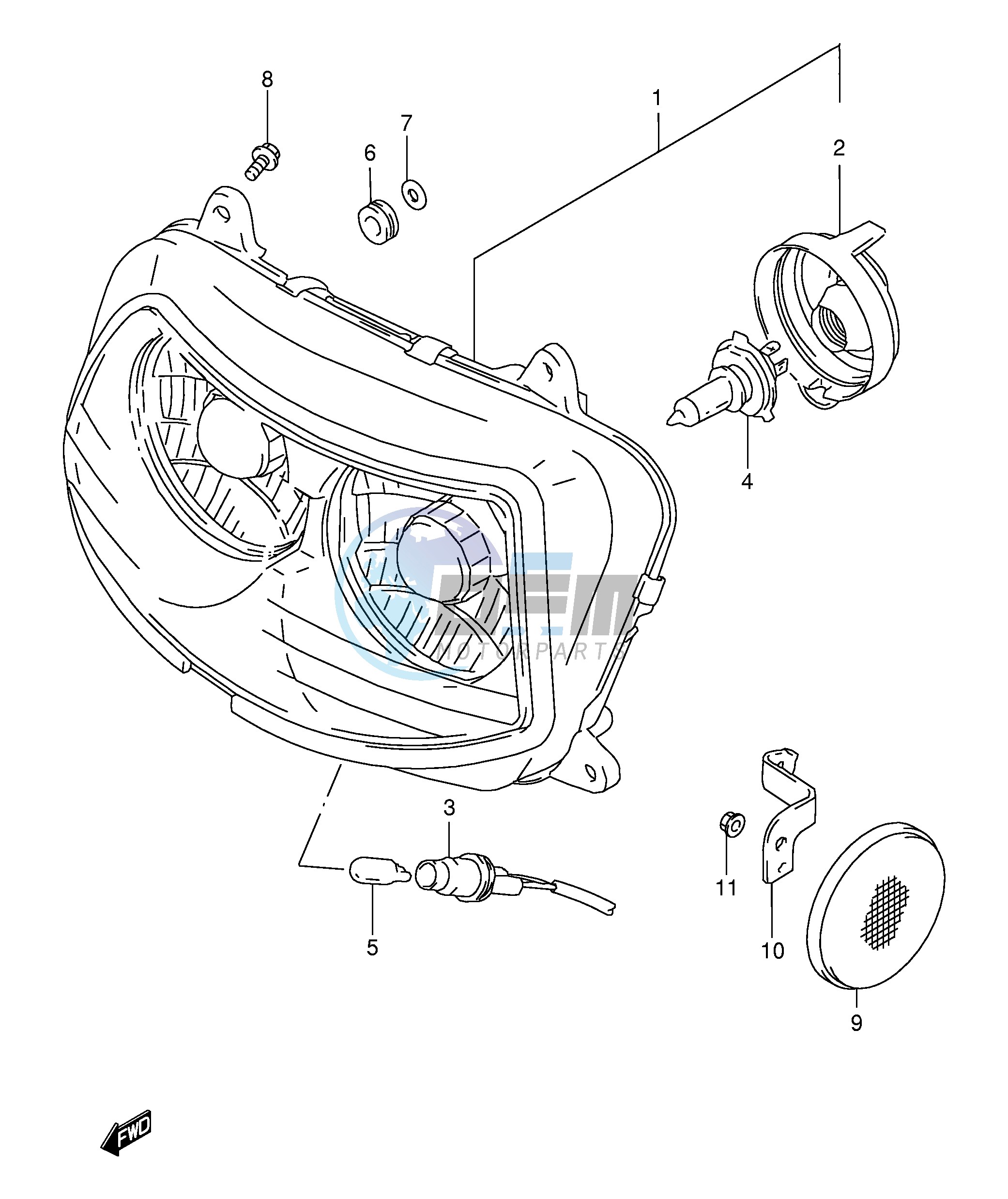 HEADLAMP (MODEL T V W)