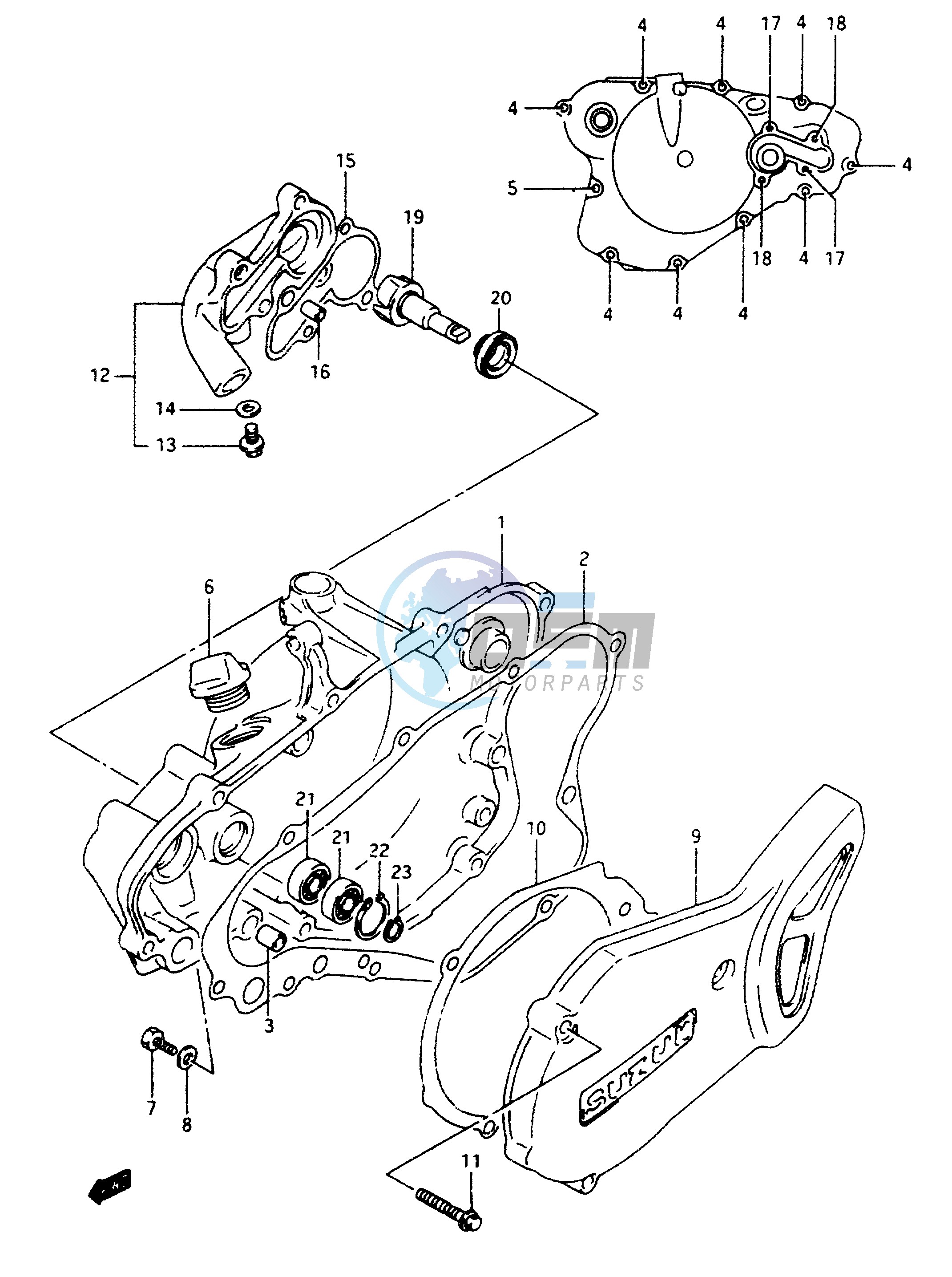 CRANKCASE COVER-WATER PUMP