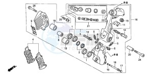 XL1000V VARADERO drawing FRONT BRAKE CALIPER (L.) (XL1000V)