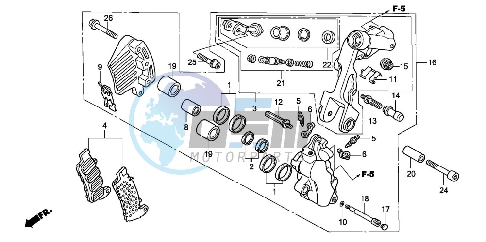 FRONT BRAKE CALIPER (L.) (XL1000V)