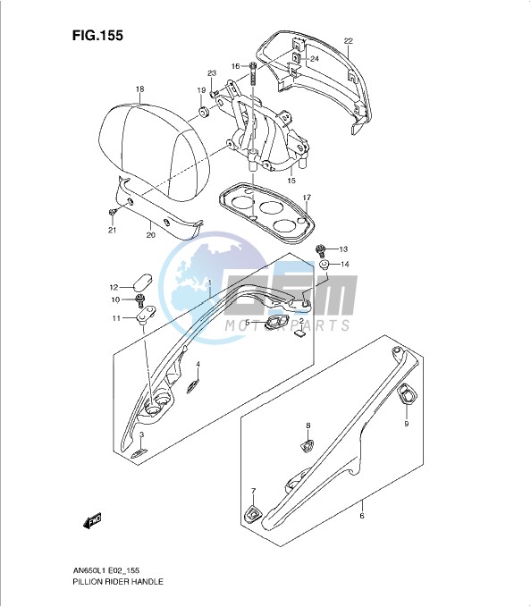 PILLION RIDER HANDLE (AN650AL1 E2)