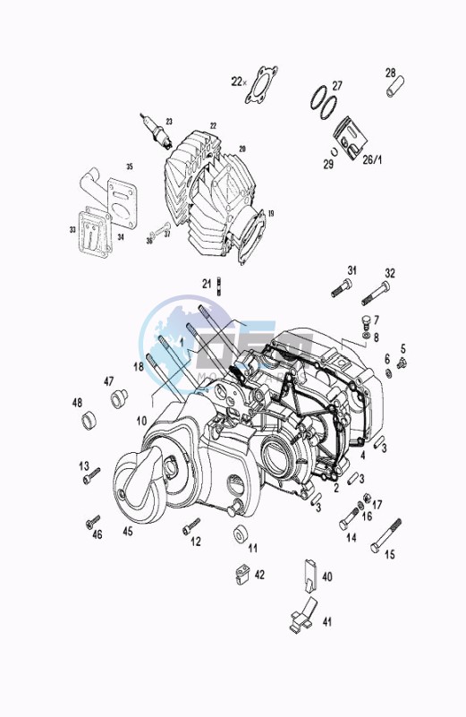 Crankcase-cylinder-piston