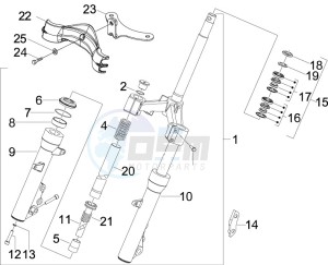 X7 125 ie Euro 3 drawing Fork steering tube - Steering bearing unit