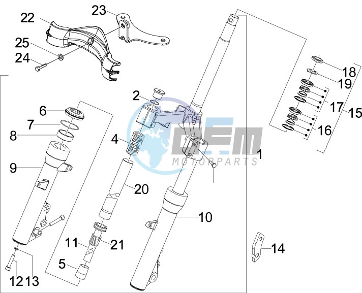 Fork steering tube - Steering bearing unit