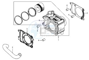 JOYRIDE 200 drawing CYLINDER MET PISTON / CYLINDER GASKETS TOP AND BOTTOM