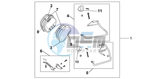 35 LITRE PANNIER KIT SWORD SILVER MET