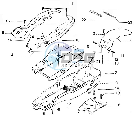 Rear mudguard-undersaddle