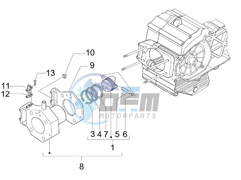 Cylinder-piston-wrist pin unit