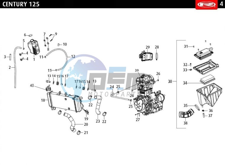 RADIATOR - AIR FILTER - COMPLETE ENGINE