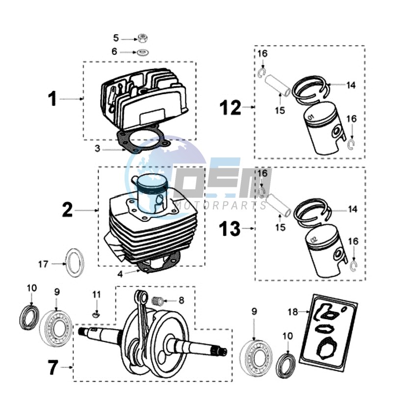 CRANKSHAFT AND CYLINDER