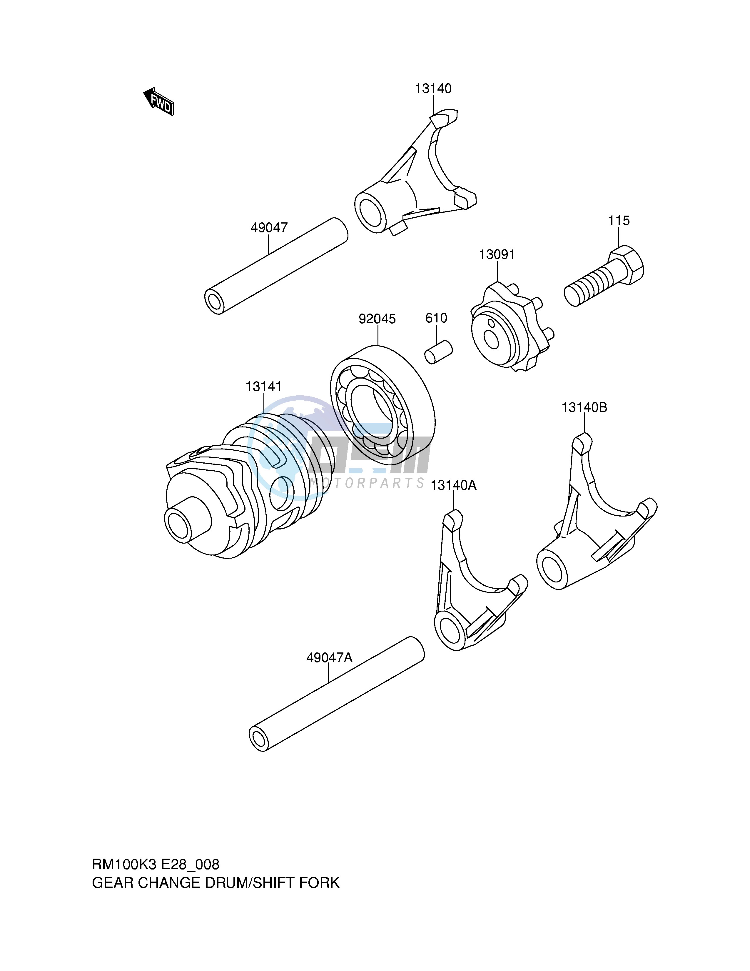 GEAR CHANGE DRUM SHIFT FORK