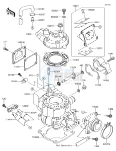 KX85-II KX85DFF EU drawing Cylinder Head/Cylinder