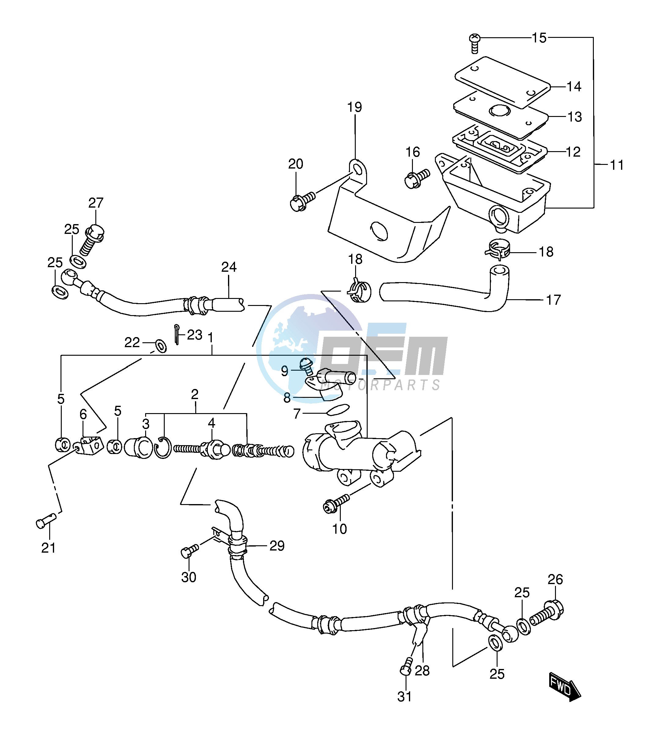 REAR MASTER CYLINDER (MODEL W X Y K1)