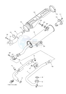 YFM350FWA YFM35FGD GRIZZLY 350 4WD (1NS8 1NS9) drawing EXHAUST