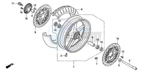 CB1300F CB1300SUPER FOUR drawing FRONT WHEEL