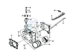 GTS 250 EURO 3 drawing CYLINDER MET PISTON / CYLINDER GASKETS TOP AND BOTTOM