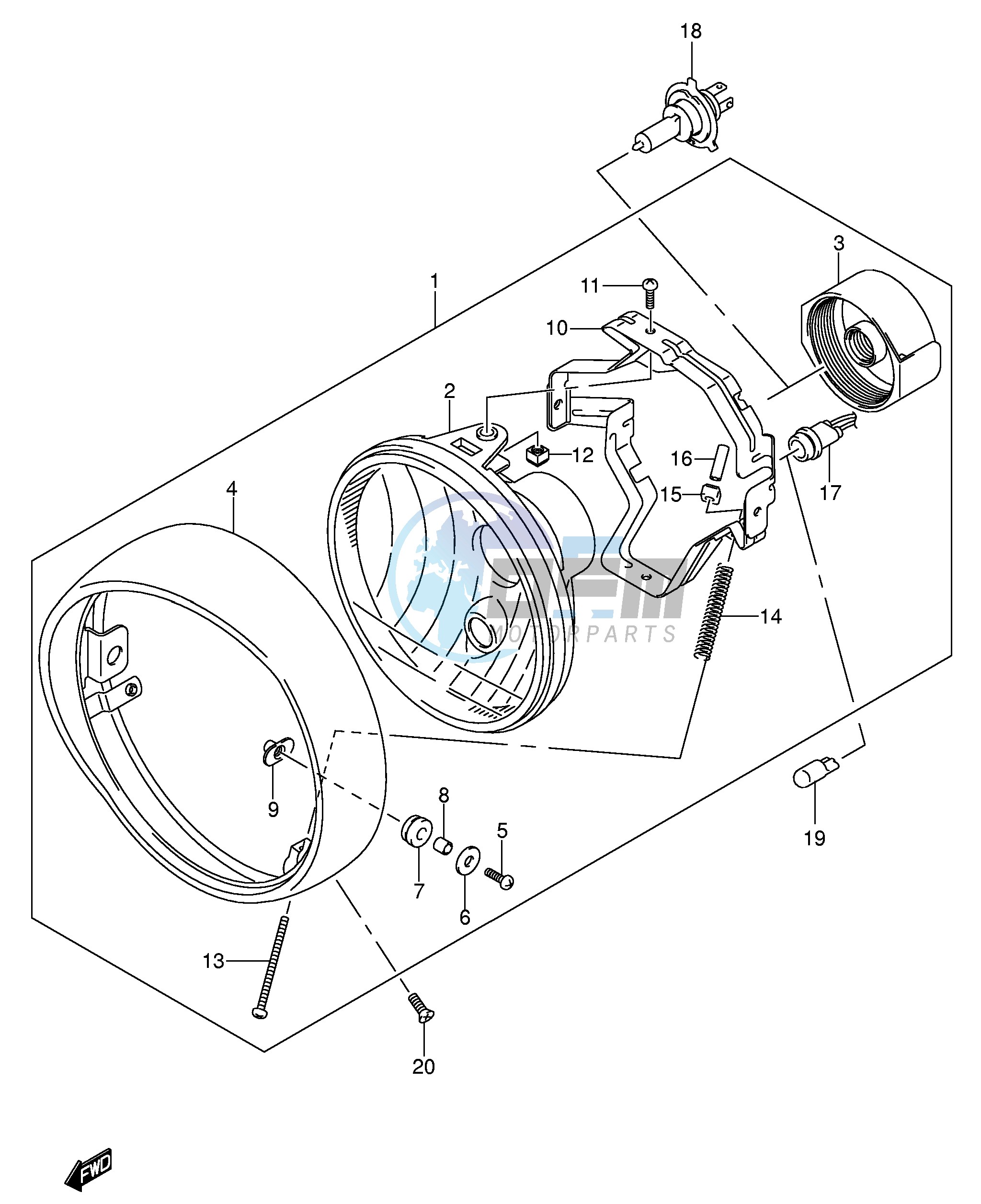 HEADLAMP ASSY (MODEL K5 E2,E19)