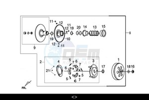 JOYRIDE 300 16 (LJ30W2-EU) (M2) drawing DRIVEN PULLEY ASSY