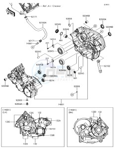 BRUTE FORCE 750 4x4i EPS KVF750GHF EU drawing Crankcase