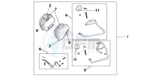 VFR800A9 UK - (E / ABS MME TWO) drawing 35 L PANNIER KIT GLORY RED