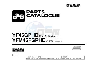 YFM450FWAD YFM45FGPHD GRIZZLY 450 IRS (1CTX 1CTY) drawing .1-Front-Page