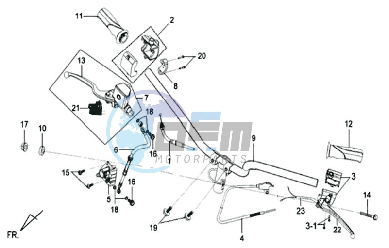 HANDLEBAR / BRAKE LEVERS CPL  L /R