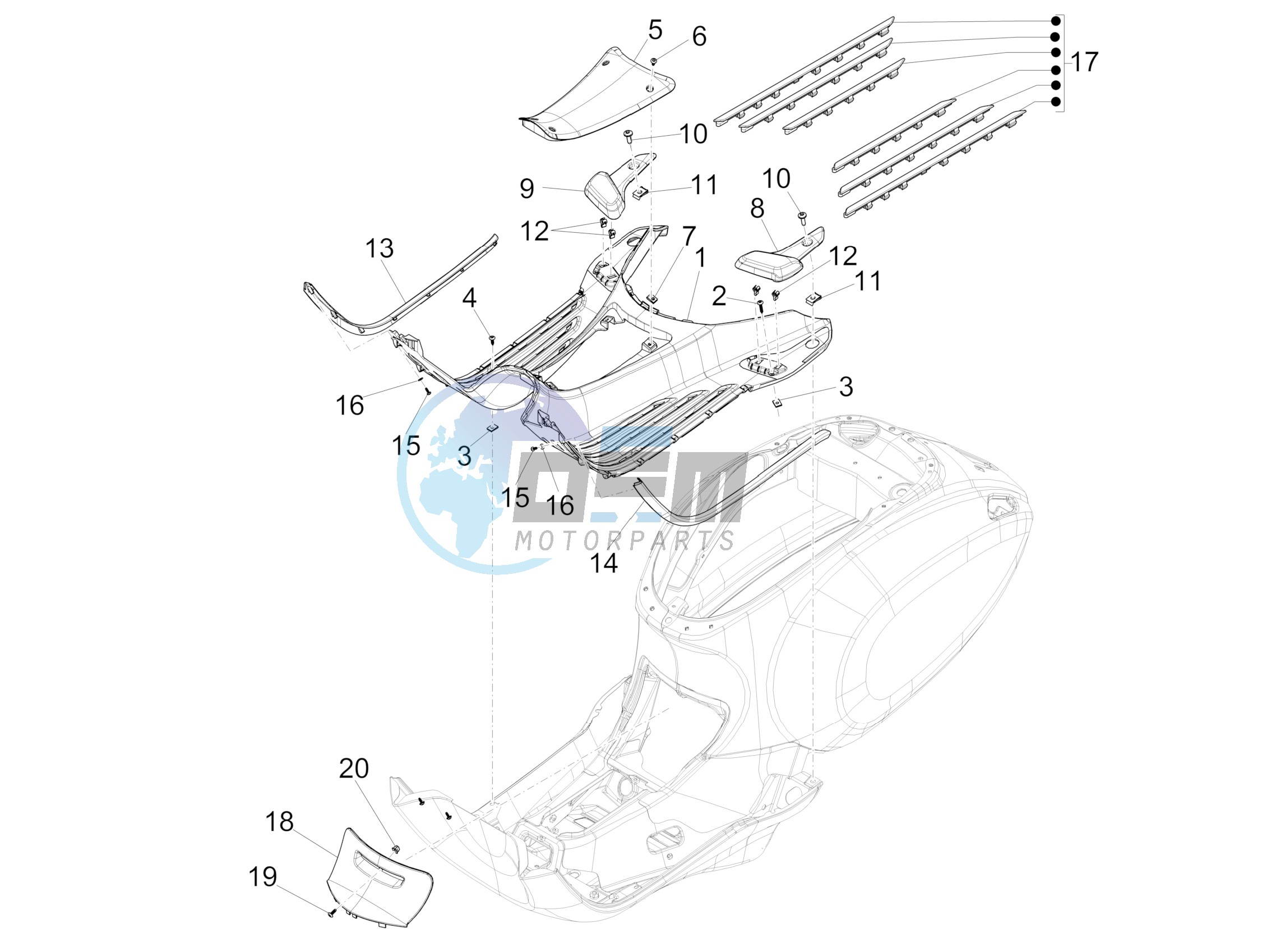 Central cover - Footrests