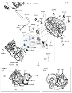 BRUTE FORCE 750 4x4i EPS KVF750HFF EU drawing Crankcase