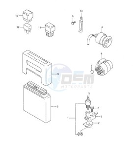 DF 90 drawing PTT Switch Engine Control Unit (2001 to 2003)