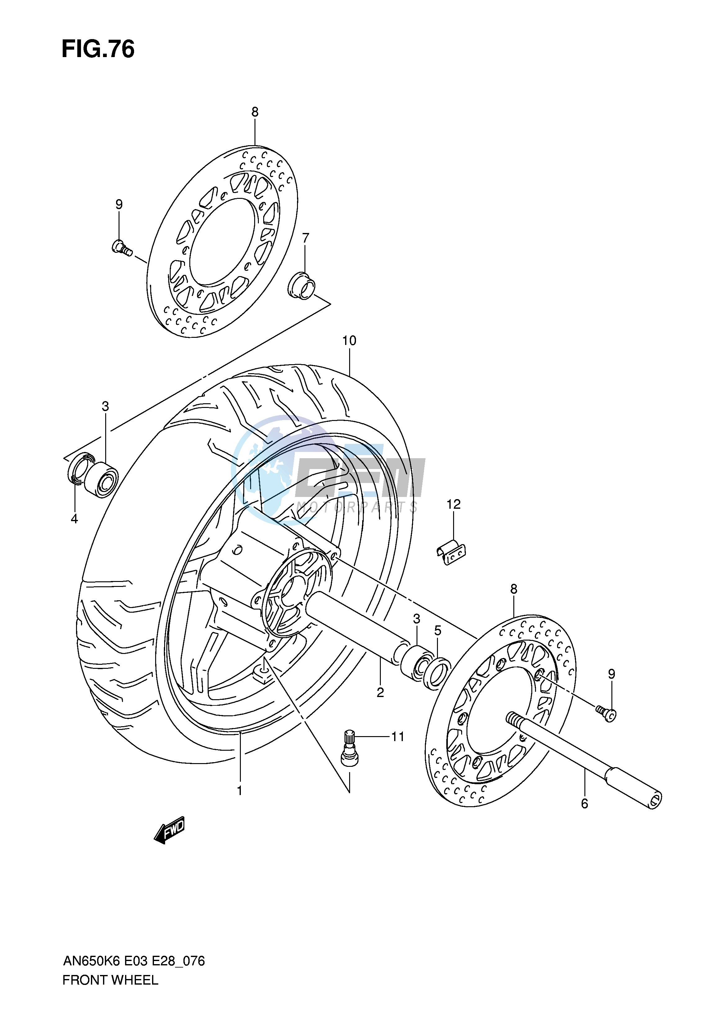 FRONT WHEEL (AN650K6 K7 K8 K9 L0)