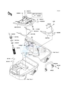 JET SKI ULTRA 300X JT1500HBF EU drawing Hull Rear Fittings