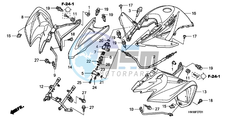 FRONT FENDER/REVERSE LEVER (TRX400EX8/X9/XC/XD)