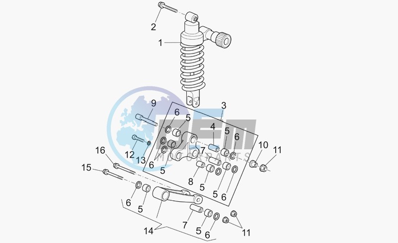 Connecting rod - rear shock abs.