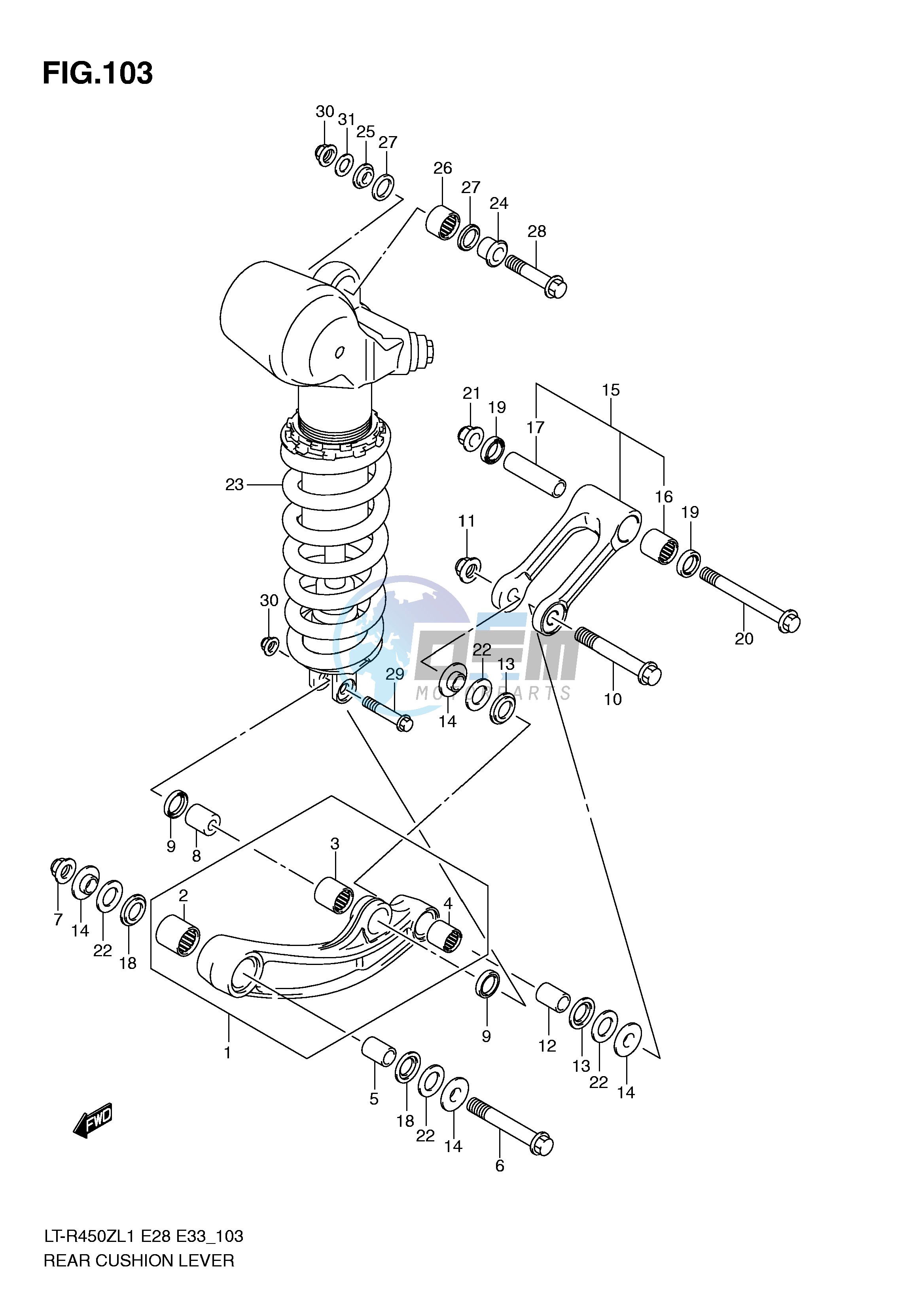 REAR CUSHION LEVER (LT-R450ZL1 E28)