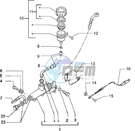 Brake lever-rear brake master cylinder