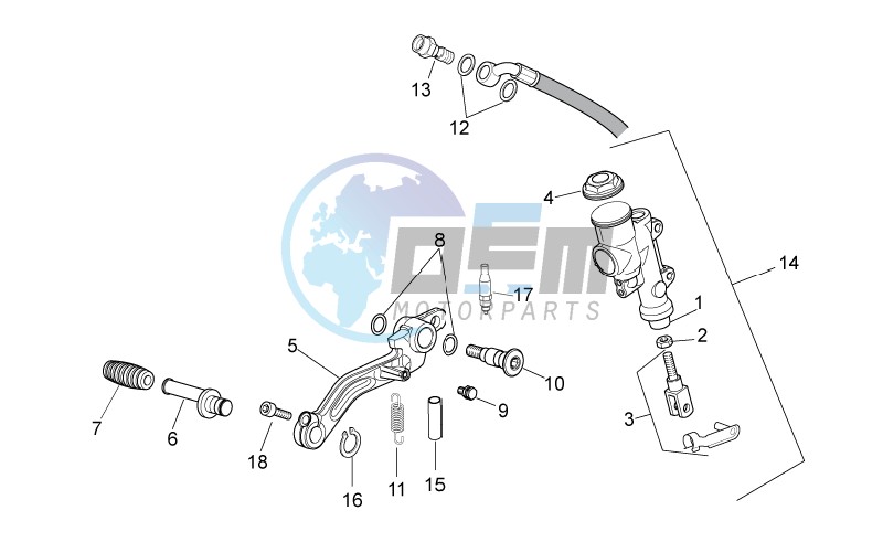 Rear master brake cylinder