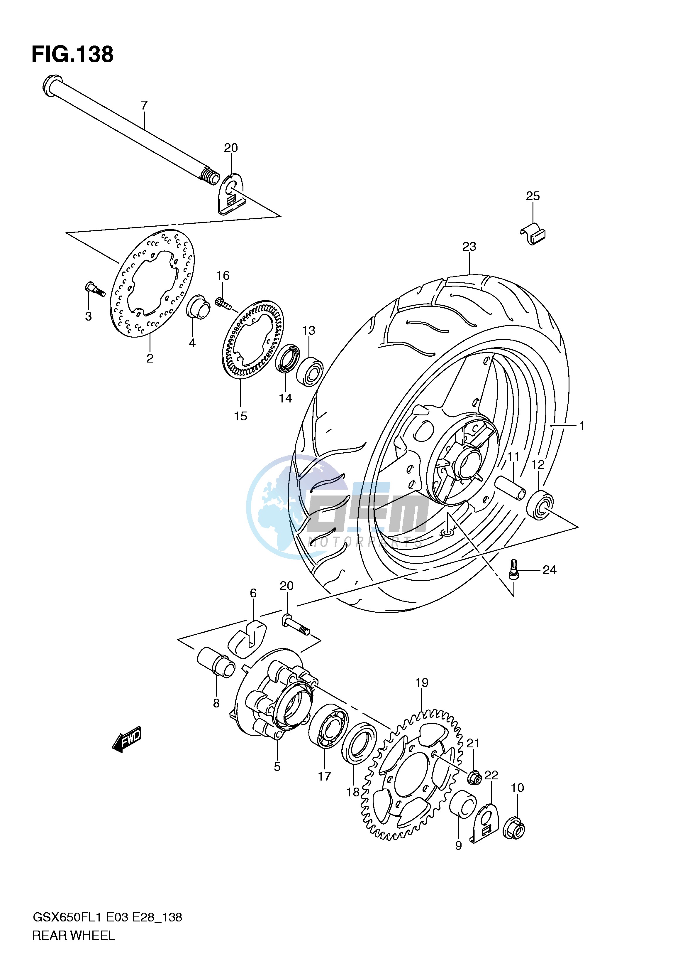 REAR WHEEL (GSX650FAL1 E28)