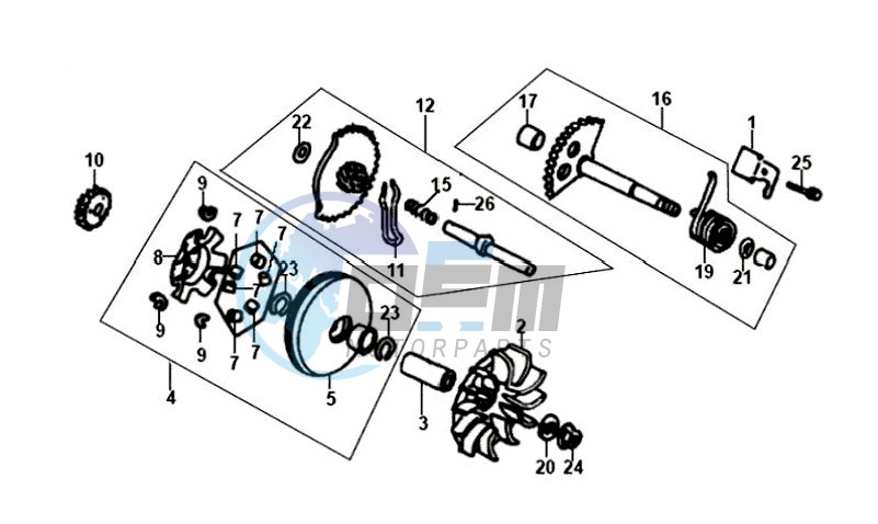 DRIVE PULLEY - GEARED SHAFT