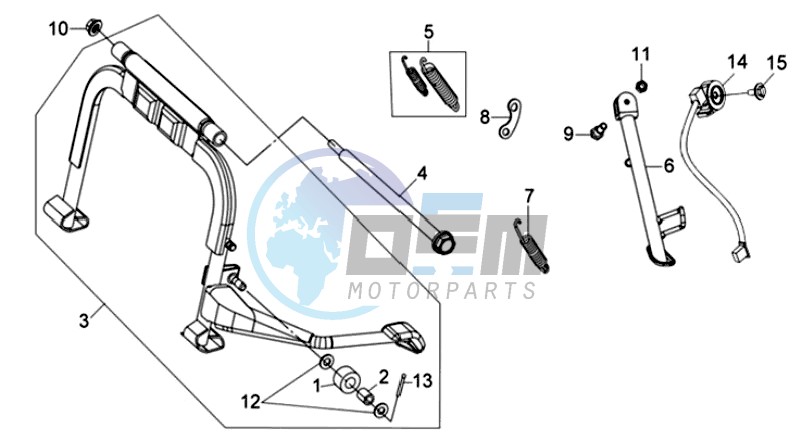 CENTRAL STAND /SIDE STAND/ KICKSTARTER PEDAL