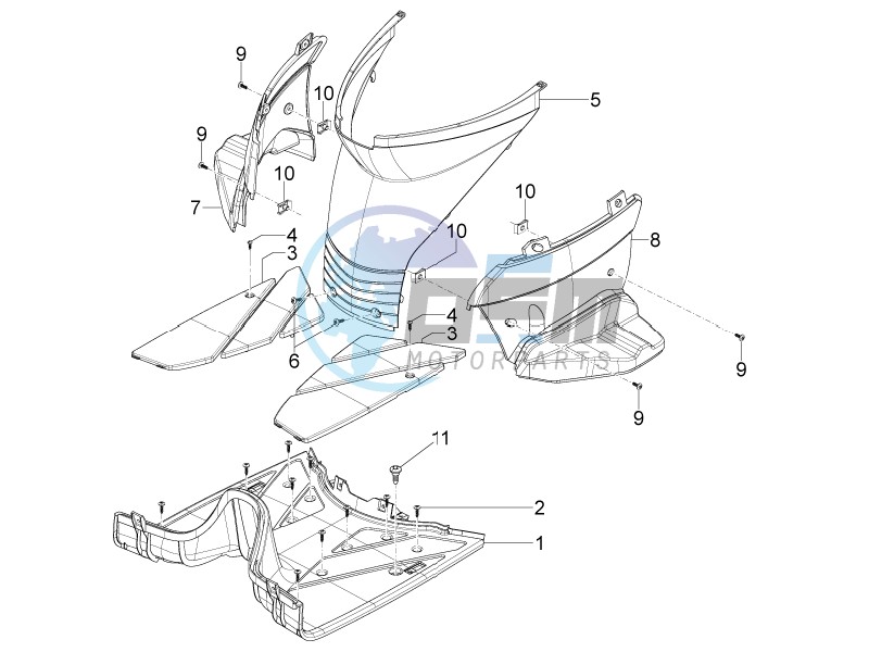 Central cover - Footrests