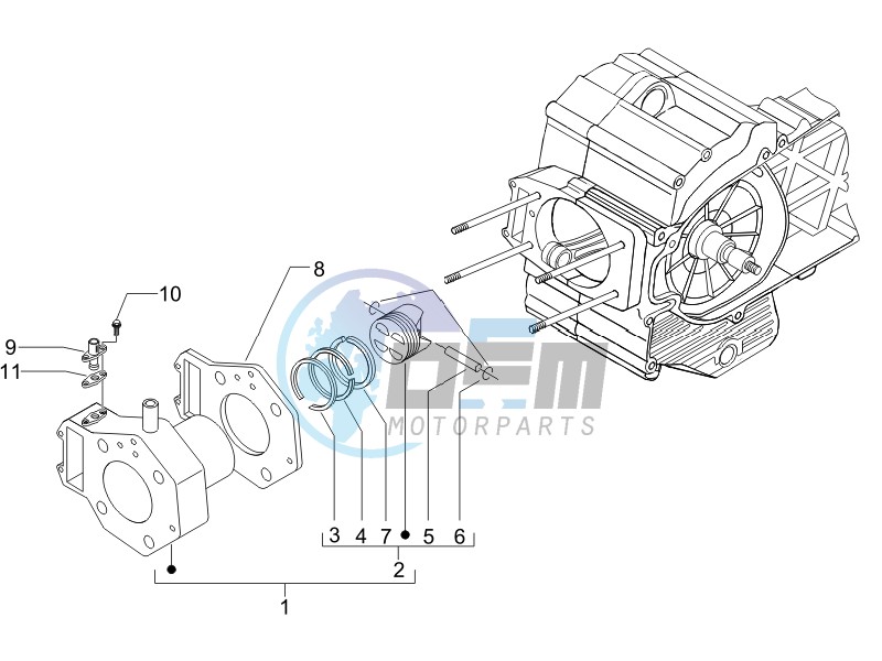 Cylinder-piston-wrist pin unit