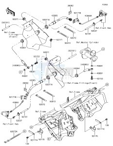 MULE SX 4x4 KAF400HJF EU drawing Front Brake Piping